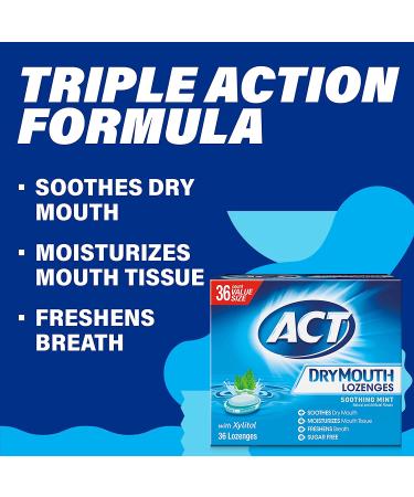 Act Dry Mouth Lozenges with Xylitol - Soothing Mint | 36 Count - Buy Online on GoSupps.com