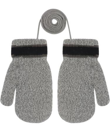 Cute Fox Knitting Toddler Winter Gloves | Full Finger | Thermal Plush Lining | 1-3 Yrs | Bear/Grey - Buy Online on GoSupps.com