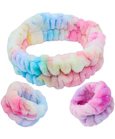 FROG SAC Spa Headband for Washing Face and Matching Wristbands, Teen Girls Fuzzy Skincare Headbands, Kids Soft Facial Makeup Head Band, Shower Skin Care Girl Hair Sleepover Party Supplies (Tie Dye) - Buy Online on GoSupps.com
