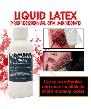 2.2 fl oz Liquid Latex Halloween SFX Makeup Kit - Realistic Scar & Wound Effects Clear Adhesive Glue for Skin Perfect for Costumes & Special Effects - Buy Online on GoSupps.com