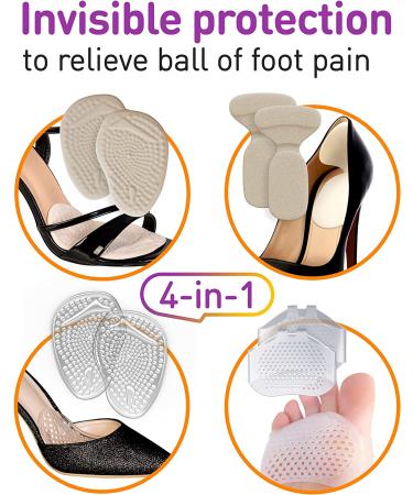DOOXAS Ball of Foot and Heel Cushions - High Heel Shoe Pads for Women - Adhesive Comfort Insoles (4IN1 Set) - Buy Online on GoSupps.com