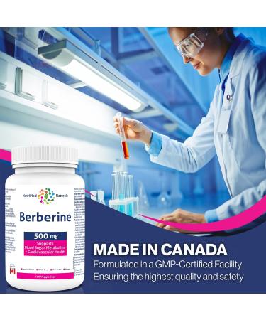 Berberine 150 vcaps - Supports Blood Sugar Metabolism + Cardiovascular Health - Formulated and made in Canada by Nutrimed Naturals - Buy Online on GoSupps.com