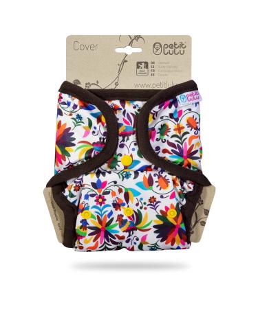 Petit Lulu Cloth Nappy Wrap | One Size (11-35.2 lbs) | Snaps | Washable Diaper Wrap | Reusable Cloth Nappies | Made in Europe (Folklore)