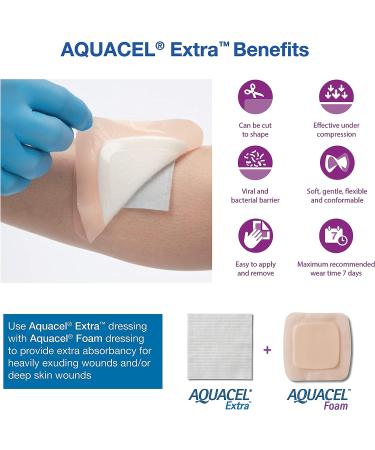 AQUACEL Extra Hydrofiber 6x6 Dressing - Soft, Absorbent Non-Woven Wound Dressing - Box of 5 - Buy Online on GoSupps.com