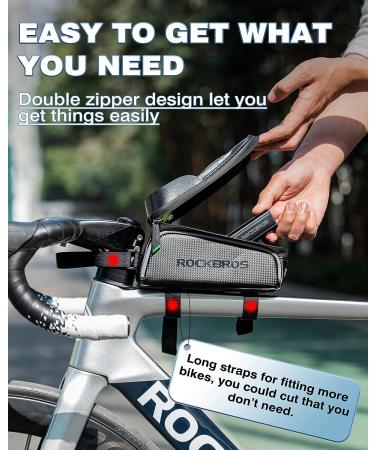 ROCKBROS Waterproof Bike Phone Front Frame Bag - Compatible with Phones Under 6.5 - Cycling Pouch and Holder Accessory - Buy Online on GoSupps.com