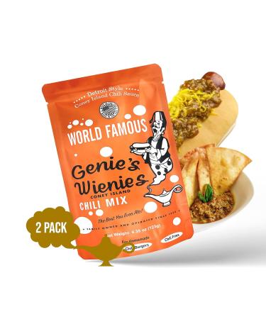 Genie's Wienies Detroit Style Coney Island Chili Seasoning Mix - 2 Packs, 4.35oz - Buy Online on GoSupps.com