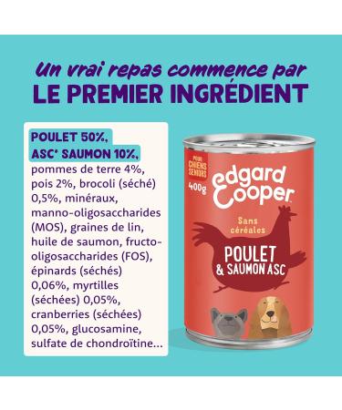 Edgard & Cooper Grain Free Senior Dog Pate Box Natural Food 6x400g Salmon and Chicken Healthy Tasty and Balanced Food Premium Quality Proteins - Buy Online on GoSupps.com