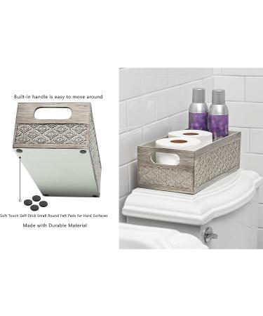 Dublin Bathroom Decor Box - Toilet Paper Holder & Storage Basket - Modern Gray & Silver Organizer for Toilet Tank & Sink Countertop - Buy Online on GoSupps.com