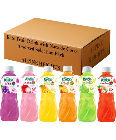 Kato Fruit Drink with Nata de Coco 320ml Assorted Selection Pack | Mixed Flavours | 24 Bottles - by Alpine Heights - Buy Online on GoSupps.com