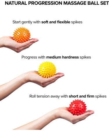 Octorox Spiky Massage Balls - 3-Piece Set for Foot, Back, and Muscles | Soft to Firm Spiked Massager Roller Orb for Plantar Fasciitis, Trigger Point Therapy, Exercise, Yoga, Deep Tissue Myofascial Release - 3-inch - Buy Online on GoSupps.com