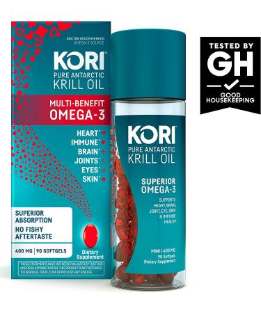 Kori Krill Oil Omega-3 400mg Softgels - 90 Count | Superior Absorption | Multi-Benefit Omega-3 Supplement | No Fishy Burps | Pack of 1 - Buy Online on GoSupps.com