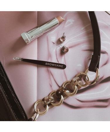 Browgame Signature Slanted Tweezer - Expertly Designed Brow Grooming Tool - Easy Grip Handle - Extra Sharp Plucking Tool for Painless Hair Removal - Blackout | 1 Pc - Buy Online on GoSupps.com