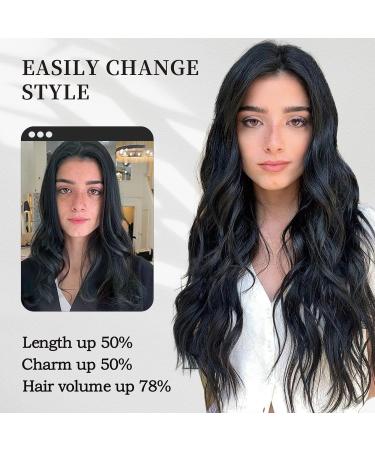 Halo Hair Extensions Invisible Wire Hair Extensions 4 Secure Clips Hair Extensions 20 Inch Long Wavy Hairpieces for Women 20 Inch Natural Black - Buy Online on GoSupps.com