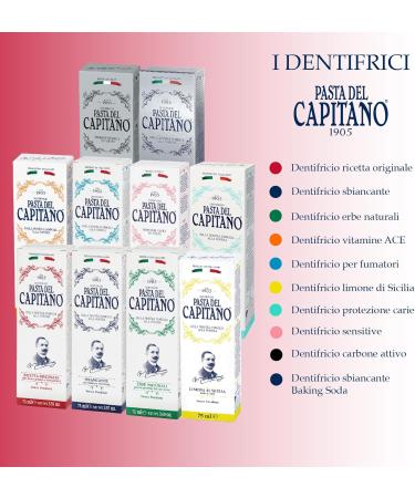 Pasta del Capitano 1905 Toothpaste - Original Italian Recipe for a Safe & Fragrant Smile | Clove & Cinnamon | 75ml Tube - Buy Internationally - Buy Online on GoSupps.com