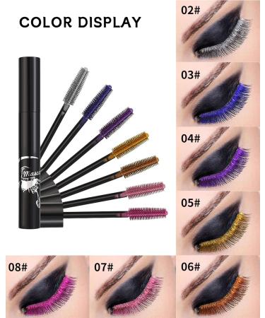 Purple Glitter Mascara Sparkle Colorful Waterproof Mascara for Eyelashes Liquid Lash Extensions Mascara Long Wear Lengthening Curling Eye Lashes Rimel De Pesta as Halloween Christmas Cosplay Party-04 04# Purple - Buy Online on GoSupps.com