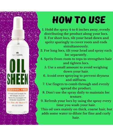 Black Queen Hair Oil Sheen Spray for Locs Dreadlocks Twists Braids Cornrows 4C Hair - Moisturizing Refreshing - Made in the USA (pack of 2 2 oz) - Buy Online on GoSupps.com