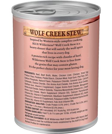 Blue Buffalo Wilderness Wolf Creek Beef Stew Wet Dog Food 12.5oz Cans (Pack of 12) - Buy Online on GoSupps.com
