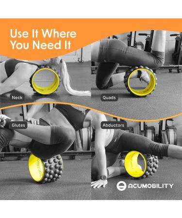 Acumobility Back Roller  Back Stretcher & Back Cracker for Back Pain - Patented Premium Foam Roller 11" Height 7" Width The Ultimate Yoga Wheel  Spine Cracker & Back Massager Wheel for Back Cracking Yellow - Buy Online on GoSupps.com