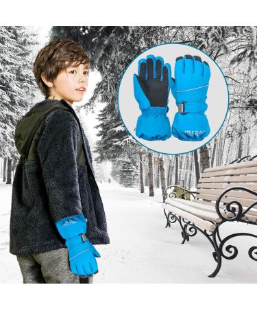 Kids Ski Gloves - Waterproof Winter Warm Snow Gloves for Boys and Girls | Blue Kids-M(8-10Years) - Buy Online on GoSupps.com