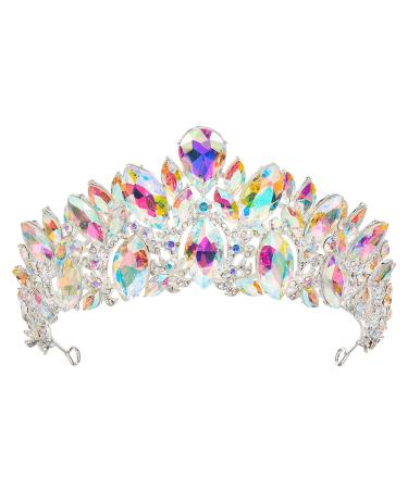 AW BRIDAL Tiaras and Crown for Women  AB Rhinestone Queen Crown Princess Headband Hair Accessories for Pageant Prom Birthday Party