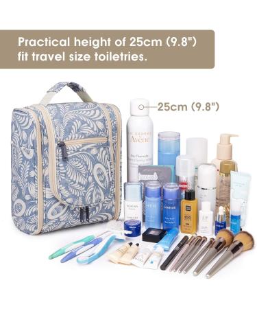 Women's Blue Leaf Travel Toiletry Wash Bag & Cosmetic Organizer (Medium Size) - Buy Online on GoSupps.com
