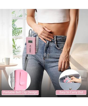 AZ GOGO Professional Nail Drill 30000 Rpm Rechargeable Portable Nail Drills for Acrylic Gel Nails - New Upgraded Electric Nail File with Pink LCD Display - Buy Online on GoSupps.com