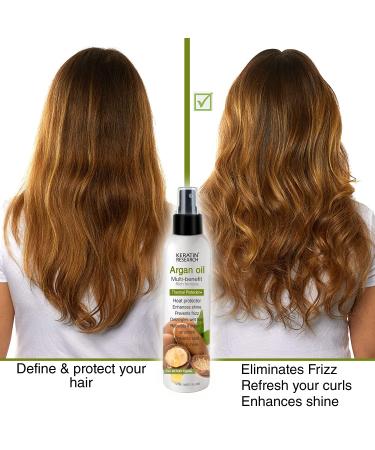 KERATIN RESEARCH Brazilian Keratin Hair Blowout Treatment with Thermal Protection Argan Oil Spray - Professional Results for Straightening and Smoothing Hair (THERMAL PROTECTOR) - Buy Online on GoSupps.com
