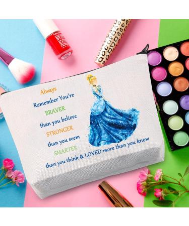 Cinderella Cosmetic Bag - Princess-Inspired Makeup Bag for Women | You Are Braver Stronger Smarter Than You Think | Perfect Gift for Disney Fans - Buy Online on GoSupps.com