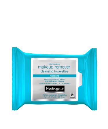Neutrogena Hydrating Makeup Remover Face Wipes, Pre-Moistening Facial Cleansing Towelettes to Condition Skin & Remove Dirt, Oil, Makeup & Waterproof Mascara, Alcohol-Free, Value Pack 25 ct