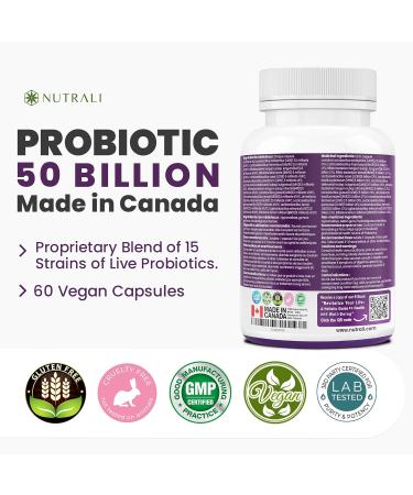 50 BILLION Daily Probiotic for Men & Women 15 Strains Active Culture. Relieves Bloating and Constipation Improved Digestion and Gut Health Supplement Non-GMO Vegan Gluten Free. 60 Powerful Easy to Swallow Capsules.(2 Pack) 60 count (Pack of 2) - Buy Online on GoSupps.com