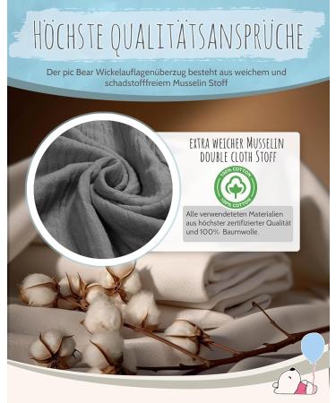 Buy Bear Changing Mat Cover 75x85cm | 100% Muslin Cotton Soft & Protective for Babies - Granite Color - Buy Online on GoSupps.com