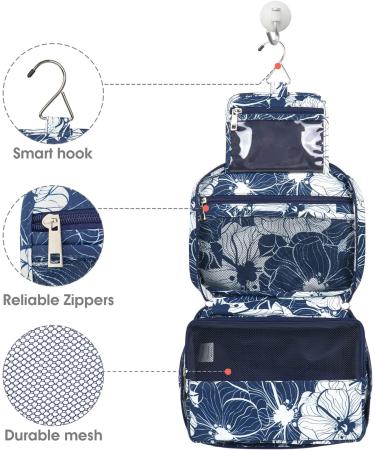 Women's Waterproof Travel Hanging Toiletry Wash Bag Cosmetic Organizer - Blue Lotus - Buy Online on GoSupps.com