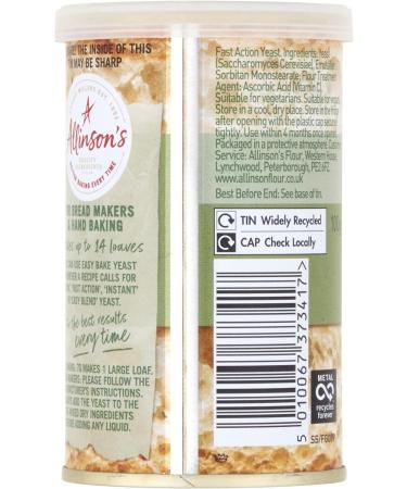 Allinson's Easy Bake Yeast Tin 100g X 3 Tins Quality ingredients Better baking every time For bread makers & hand baking Makes up to 14 loaves Suitable for vegetarians and vegans - Buy Online on GoSupps.com