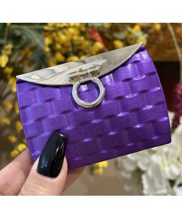 Azi Set of 2 Compact Mirrors - Double Sided Purse Design with Hinge and Flap Open Style - Silver & Purple - Buy Online on GoSupps.com