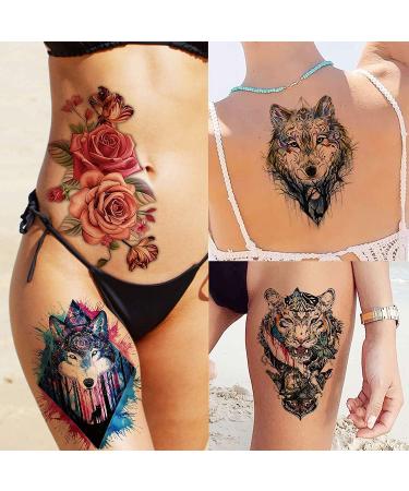 Bilizar Watercolor Owl Tiger Lion Temporary Tattoos - 56 Sheets, Realistic 3D Fake Tattoo Sleeve Stickers for Men, Women, and Kids - Long Lasting Body Art Decals - Buy Online on GoSupps.com