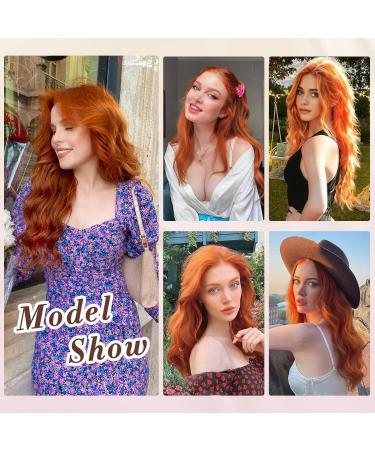 Colorfulpanda Long Wavy Orange Ginger Wig for Women - Realistic Synthetic Hair for Everyday and Halloween Parties - Buy Online on GoSupps.com