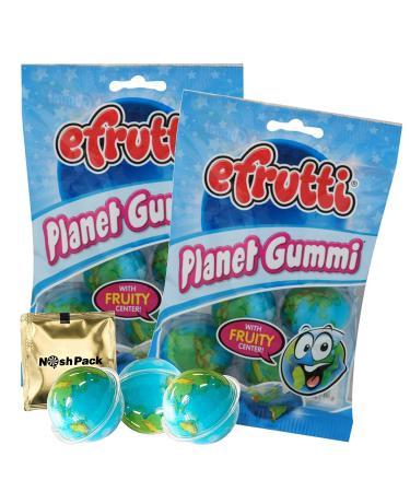 Efrutti Planet Gummi Candy, Fruity Jelly Gummies, Tik Tok Gummy Snacks, Individually Wrapped Soft Juicy Candy and Gel Center, with Nosh Pack Mints (2 Pack)