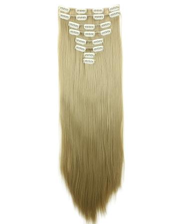 CAISHA by PRETTYSHOP XXL 24" 8 Pieces Set Clip In Extensions Hair Extension Hairpiece Straight Blond CES6 blond #24 CES6