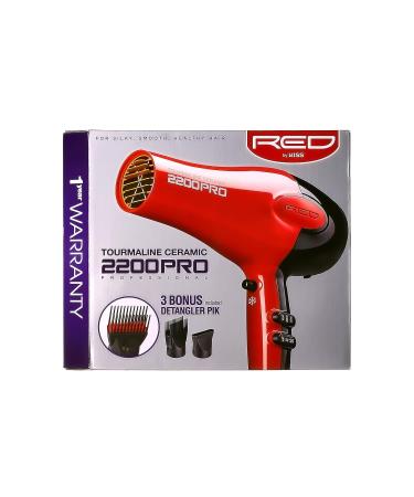 RED by Kiss Tourmaline Ceramic 2200W PRO Hair Dryer - Professional Frizz-Free Extra Combs 6 Heat Settings | International Shipping - Buy Online on GoSupps.com