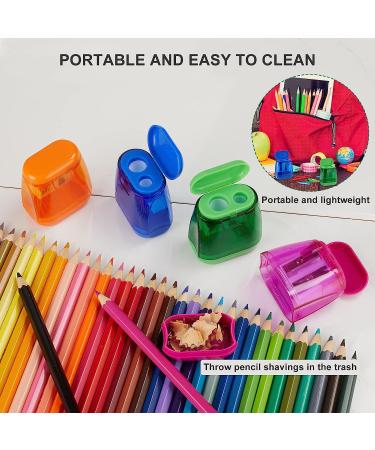 Sonuimy Pencil Sharpeners  4 Pcs Pencil Sharpeners Manual Dual Holes Compact Colored Handheld Pencil Sharpener for Kids with Lid Adults Students School Class Home Office (Covered) - Buy Online on GoSupps.com