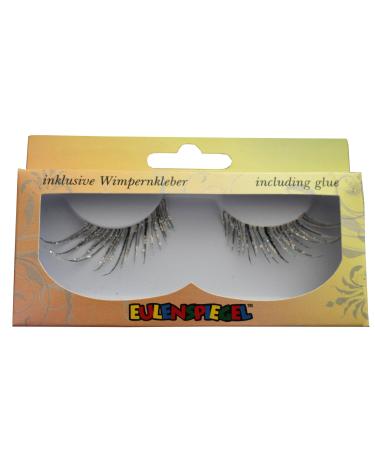 Eulenspiegel 001356 - Artificial eyelashes Cabaret Silver 1 ml special eyelash glue instructions for carnival theme party
