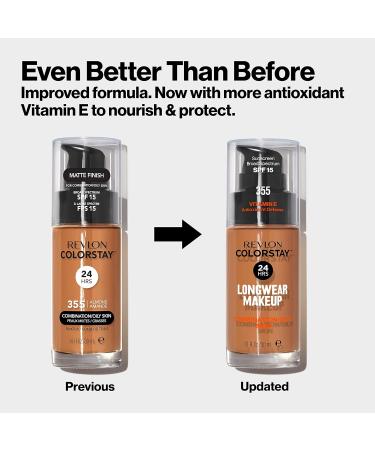 Revlon Colorstay Liquid Foundation Makeup for Combination/Oily Skin SPF 15 - Toffee (375) - 30ml - Matte Finish - Longwear Coverage - Pack of 1 - Buy Online on GoSupps.com