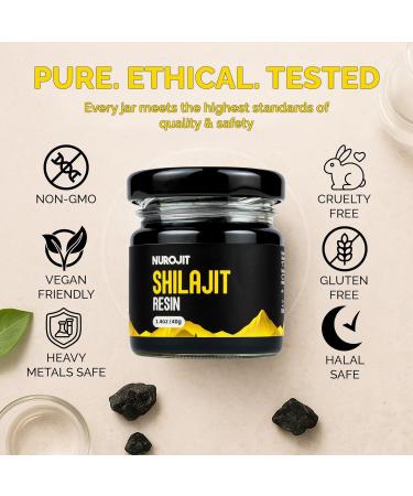 Nurojit Pure Shilajit Resin Himalayan Mineral Complex Lab Tested with Fulvic Acid Natural Resin Extract for Men and Women Vegan Gluten Free Halal Friendly Cruelty Free Daily Use Supplement 40g - Buy Online on GoSupps.com