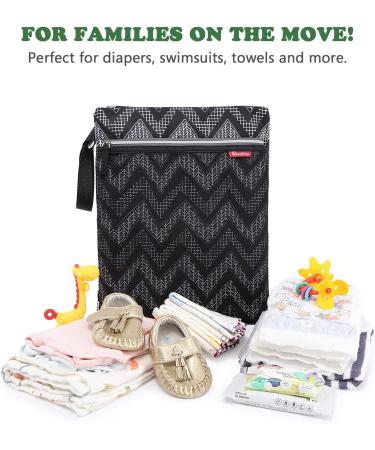 RUVALINO Wet Dry Bag Reusable Baby Diaper Accessory with Two Compartments for Cloth Diapers, Toys, Swimsuits, and More Large Capacity, Waterproof and Stylish (Black) - Buy Online on GoSupps.com