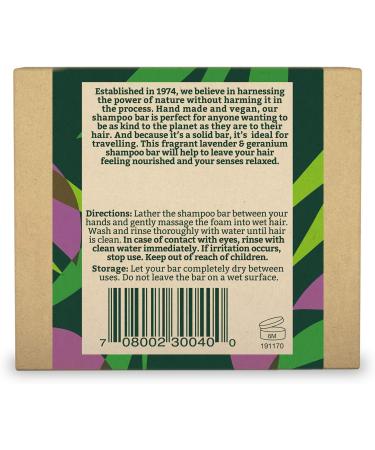 Faith In Nature Lavender & Geranium Shampoo Bar - Vegan, Cruelty-Free, SLS & Paraben-Free 85g - Buy Online on GoSupps.com