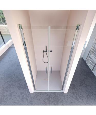 Premium Transparent Glass Shower Door with Two Salon Doors - H195 6mm DOBLA - Ideal for Elegant Bathrooms - Buy Online on GoSupps.com