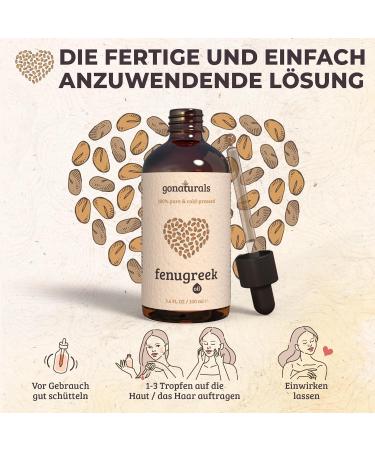 Gonaturals Bockshorn Clover Oil - 100% Pure & Cold Pressed Fenugreek Oil | Vegan Cruelty-Free Additive-Free | 100ml for Body & Skin  - Buy Online on GoSupps.com