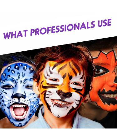 Body Painting Makeup Palette for Kids - 18 Colors 28 Stencils & 4 Brushes | Safe Easy Wash - Perfect for Halloween Carnival & Christmas - Buy Online on GoSupps.com