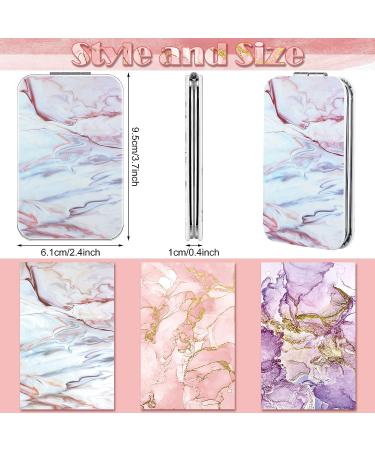 Compact Magnifying Travel Mirror Set - Double Sided 1X/2X Magnification, Marble Design - Perfect Gift for Women, Girls, Graduation, Birthday or Christmas - Buy Online on GoSupps.com