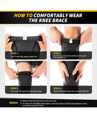 CAMBIVO Knee Braces 2 Pack - Knee Compression Sleeves with Side Stabilizers & Patella Gel Pad - Medium STSBlack - Buy Online on GoSupps.com